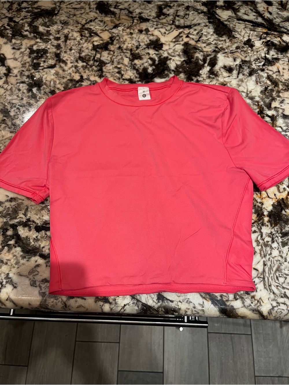 lululemon athletica Bright Coral Crew Crop Tee
